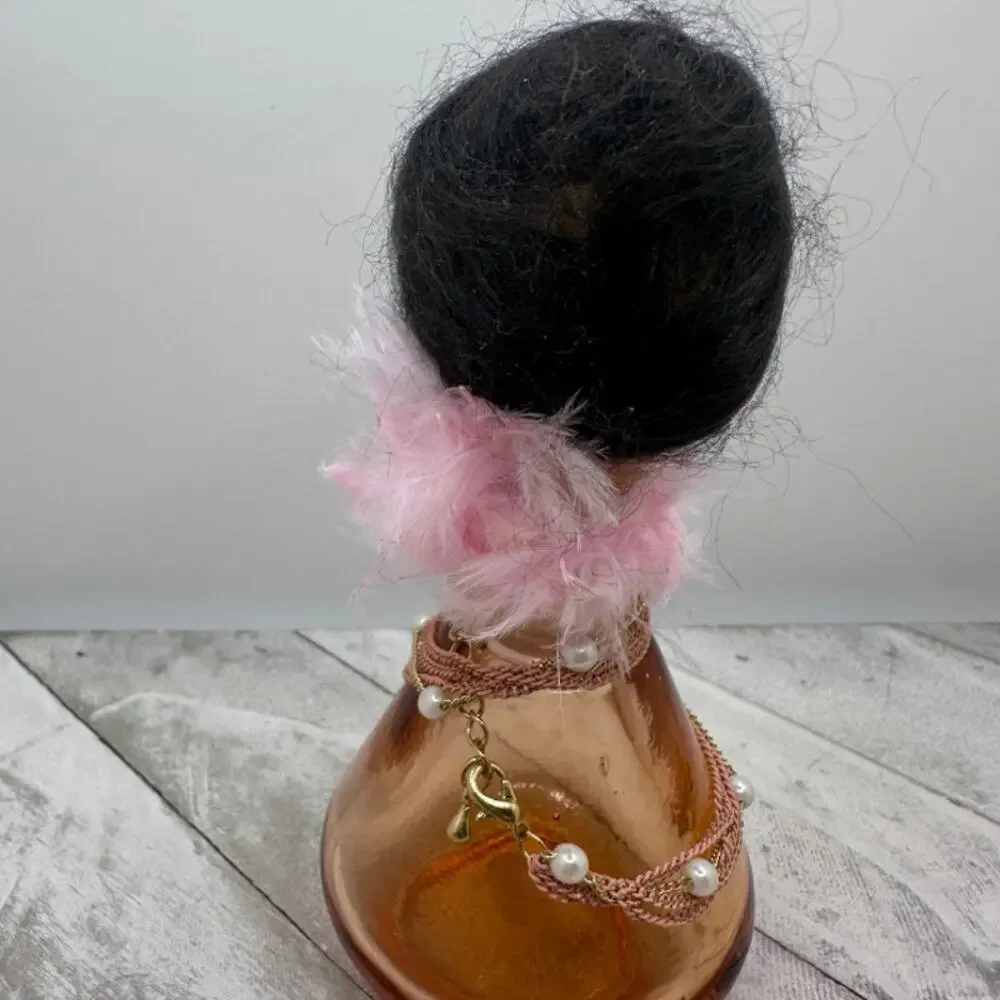 Upcycled Vintage Perfume Bottle Doll Head | Altered Art Cute Boudoir Decor - Picture 10 of 11